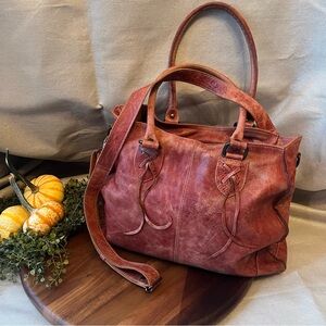 Bed Stu Bruna Adobe Rustic Leather Shoulder Crossbody Bag Retail $265